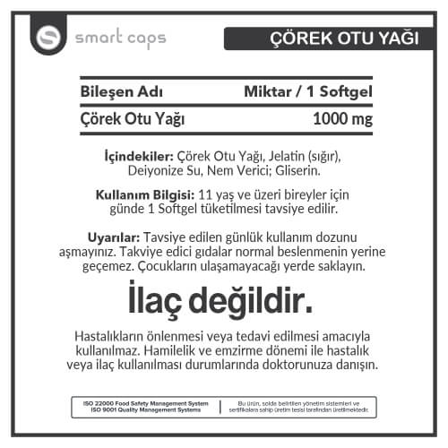 Smart Caps Çörek Otu Yağı 60 Softjel