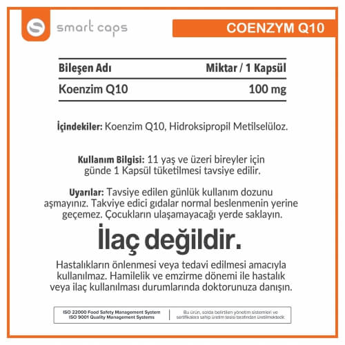 Smart Caps Koenzim Q10 30 Kapsül