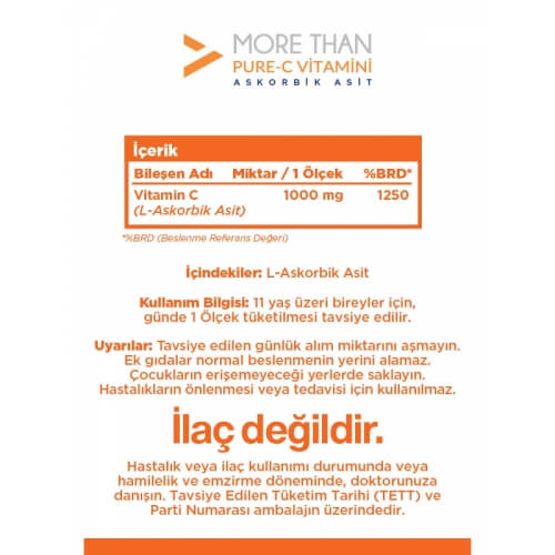 More Than Pure C Vitamini 100 Saşe (Ascorbic Acid)