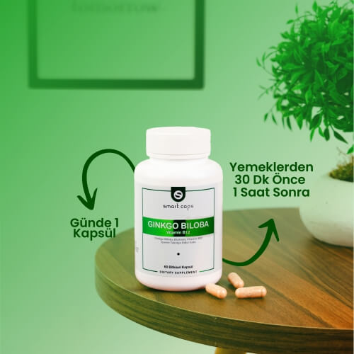 Smart Caps Ginkgo Biloba + B12 60 Kapsül