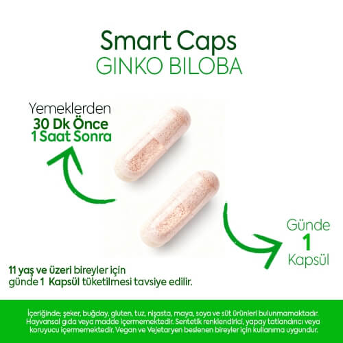 Smart Caps Ginkgo Biloba + B12 60 Kapsül