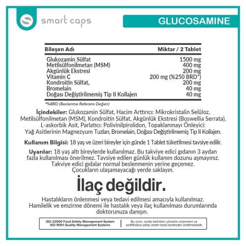 Smart Caps Glukozamin Tip II Kolajen 60 Tablet