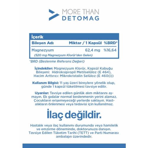 More Than Detomag Magnezyum Klorür 60 Kapsül
