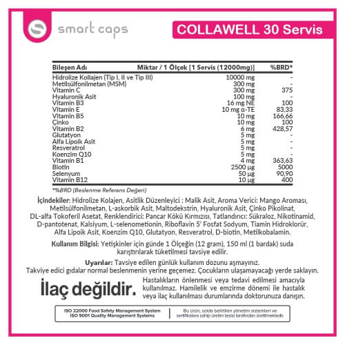 Smart Caps CollaWell Hidrolize Kolajen (Type I,II,III) 360 gr