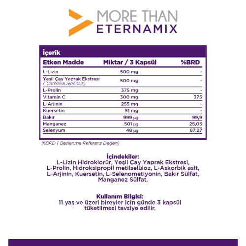 More Than Eternamix Yeşil Çay Ekstresi 60 Kapsül
